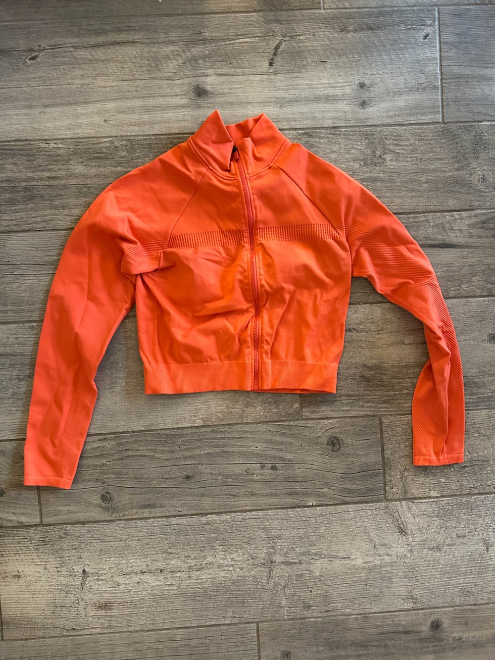 Fabletics Bright Orange Zip-Up Bomber Jacket